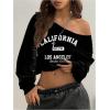 imageSOLY HUX Womens Off Shoulder Letter Graphic Sweatshirts Long Sleeve Baggy Pullover StreetwearBlack Letter