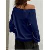 imageSOLY HUX Womens Off Shoulder Letter Graphic Sweatshirts Long Sleeve Baggy Pullover StreetwearDark Blue
