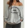 imageSOLY HUX Womens Off Shoulder Letter Graphic Sweatshirts Long Sleeve Baggy Pullover StreetwearGrey Letter