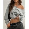imageSOLY HUX Womens Off Shoulder Letter Graphic Sweatshirts Long Sleeve Baggy Pullover StreetwearGrey Letter