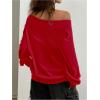 imageSOLY HUX Womens Off Shoulder Letter Graphic Sweatshirts Long Sleeve Baggy Pullover StreetwearRed Letter