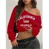 imageSOLY HUX Womens Off Shoulder Letter Graphic Sweatshirts Long Sleeve Baggy Pullover StreetwearRed Letter