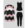 imageSOLY HUX Womens Plus Size 3 Piece Yoga Outfits Color Block Print Cardigan and Cami Tops with Pants Activewear SetBlack Geometric