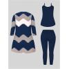 imageSOLY HUX Womens Plus Size 3 Piece Yoga Outfits Color Block Print Cardigan and Cami Tops with Pants Activewear SetMulticoloured Geometric
