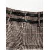imageSOLY HUX Womens Plus Size Dress Pants Plaid Wide Leg High Waisted Work Office Tailored Pants with BeltBrown