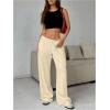 imageSOLY HUX Womens Wide Leg Sweatpants Drawstring Baggy Trousers High Waisted Loose Casual Jogger PantsPlain Beige