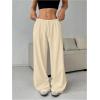 imageSOLY HUX Womens Wide Leg Sweatpants Drawstring Baggy Trousers High Waisted Loose Casual Jogger PantsPlain Beige