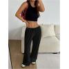 imageSOLY HUX Womens Wide Leg Sweatpants Drawstring Baggy Trousers High Waisted Loose Casual Jogger PantsPlain Black