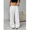 imageSOLY HUX Womens Wide Leg Sweatpants Drawstring Baggy Trousers High Waisted Loose Casual Jogger PantsPlain White