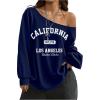 imageSOLY HUX Womens Off Shoulder Letter Graphic Sweatshirts Long Sleeve Baggy Pullover StreetwearDark Blue