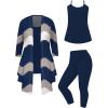 imageSOLY HUX Womens Plus Size 3 Piece Yoga Outfits Color Block Print Cardigan and Cami Tops with Pants Activewear SetMulticoloured Geometric