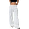 imageSOLY HUX Womens Wide Leg Sweatpants Drawstring Baggy Trousers High Waisted Loose Casual Jogger PantsPlain White