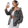 imageSOLY HUX Womens Y2K Zip Up Hoodie Streetwear Graphic Hoodies Y2k Jacket with Faux Fur Collar 90s Fall Gothic OutfitsGrey Graphic