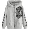 imageSOLY HUX Womens Y2K Zip Up Hoodie Streetwear Graphic Hoodies Y2k Jacket with Faux Fur Collar 90s Fall Gothic OutfitsLight Grey Graphic