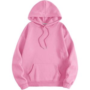 imageSOLY HUX Hoodies for Women Drawstring Long Sleeve Drop Shoulder Pullover Sweatshirt with PocketPlain Pink