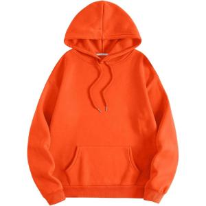 imageSOLY HUX Hoodies for Women Drawstring Long Sleeve Drop Shoulder Pullover Sweatshirt with PocketPure Orange