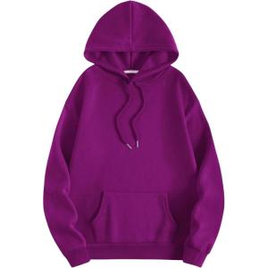 imageSOLY HUX Hoodies for Women Drawstring Long Sleeve Drop Shoulder Pullover Sweatshirt with PocketPure Purple