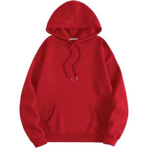 imageSOLY HUX Hoodies for Women Drawstring Long Sleeve Drop Shoulder Pullover Sweatshirt with PocketPure Red