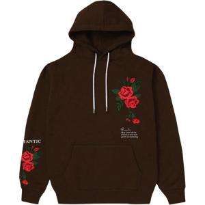 imageSOLY HUX Mens Graphic Hoodies Floral Letter Print Drawstring Long Sleeve Oversized Pullover SweatshirtBrown Floral
