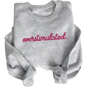 imageSOLY HUX Womens Crewneck Graphic Sweatshirts Long Sleeve Oversized Loose Fit Shirts Drop Shoulder Pullover Casual TopsGrey Letter