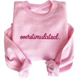 imageSOLY HUX Womens Crewneck Graphic Sweatshirts Long Sleeve Oversized Loose Fit Shirts Drop Shoulder Pullover Casual TopsPink Letter