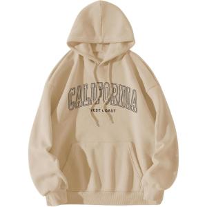 imageSOLY HUX Womens Cute Hoodies Graphic Preppy Sweatshirts for Teen Girls Long Sleeve Pullovers Fall Outfits with PocketsKhaki Letter