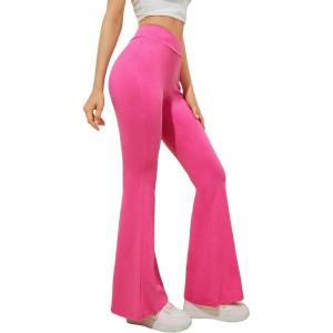 imageSOLY HUX Womens Flare Leggings High Waisted Sweatpants Bell Bottoms Bootcut Yoga PantsPlain Pink