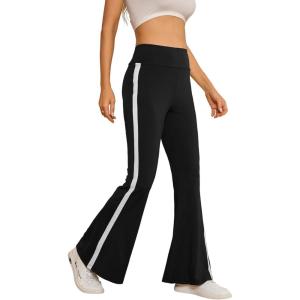 imageSOLY HUX Womens Flare Leggings High Waisted Sweatpants Bell Bottoms Bootcut Yoga PantsPlain Pure Solid Black