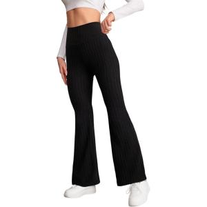 imageSOLY HUX Womens Flare Leggings High Waisted Sweatpants Bell Bottoms Bootcut Yoga PantsPure Black Solid