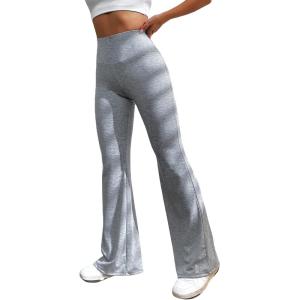 imageSOLY HUX Womens Flare Leggings High Waisted Sweatpants Bell Bottoms Bootcut Yoga PantsSolid Light Grey