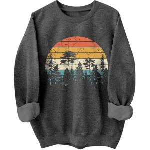 imageSOLY HUX Womens Graphic Sweatshirt Crew Neck Long Sleeve Vintage Casual Pullover TopsDark Grey Graphic
