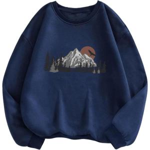 imageSOLY HUX Womens Sweatshirt Letter Print Graphic Drop Shoulder Long Sleeve Pullover TopsDark Blue Graphic