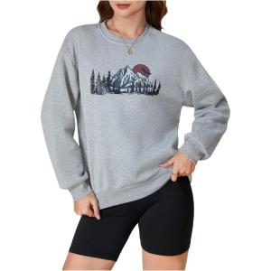 imageSOLY HUX Womens Sweatshirt Letter Print Graphic Drop Shoulder Long Sleeve Pullover TopsGrey Graphic
