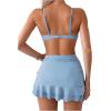 imageSOLY HUX Bathing Suit for Women 3 Piece Swimsuit Twist Front Push Up Bikini Sets with Cover Up Beach SkirtPure Blue
