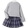 imageSOLY HUX Girls Clothes Plaid Skirts Set Fall Winter 2 Piece Outfits Long Sleeve Sweatshirt and Skater Skirt SetGrey Blue Multi