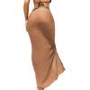 imageSOLY HUX Swim Cover Ups for Women Ruched Split Hem Cover Up Skirt Beach Bikini SwimwearSolid Khaki