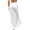 imageSOLY HUX Swim Cover Ups for Women Ruched Split Hem Cover Up Skirt Beach Bikini SwimwearSolid White