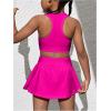 imageSOLY HUX Toddler Girls 2 Piece Workout Outfits Crop Tank Tops and Skort Skirt SetPlain Hotpink