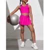 imageSOLY HUX Toddler Girls 2 Piece Workout Outfits Crop Tank Tops and Skort Skirt SetPlain Hotpink