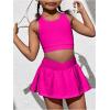 imageSOLY HUX Toddler Girls 2 Piece Workout Outfits Crop Tank Tops and Skort Skirt SetPlain Hotpink
