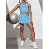 imageSOLY HUX Toddler Girls 2 Piece Workout Outfits Crop Tank Tops and Skort Skirt SetPlain Light Blue