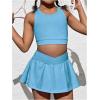 imageSOLY HUX Toddler Girls 2 Piece Workout Outfits Crop Tank Tops and Skort Skirt SetPlain Light Blue