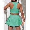 imageSOLY HUX Toddler Girls 2 Piece Workout Outfits Crop Tank Tops and Skort Skirt SetPlain Mint Green