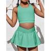 imageSOLY HUX Toddler Girls 2 Piece Workout Outfits Crop Tank Tops and Skort Skirt SetPlain Mint Green