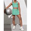 imageSOLY HUX Toddler Girls 2 Piece Workout Outfits Crop Tank Tops and Skort Skirt SetPlain Mint Green