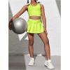 imageSOLY HUX Toddler Girls 2 Piece Workout Outfits Crop Tank Tops and Skort Skirt SetPlain Mustard Yellow