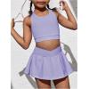imageSOLY HUX Toddler Girls 2 Piece Workout Outfits Crop Tank Tops and Skort Skirt SetPlain Purple