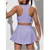 imageSOLY HUX Toddler Girls 2 Piece Workout Outfits Crop Tank Tops and Skort Skirt SetPlain Purple