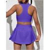 imageSOLY HUX Toddler Girls 2 Piece Workout Outfits Crop Tank Tops and Skort Skirt SetPlain Violet Purple
