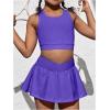 imageSOLY HUX Toddler Girls 2 Piece Workout Outfits Crop Tank Tops and Skort Skirt SetPlain Violet Purple
